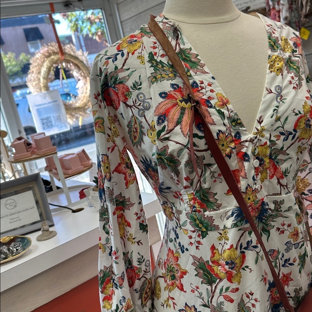 ERDEM White Floral Print Blouson Sleeve Dress – Size US 10 (UK 14) 🌸✨ - Picture 11 of 11